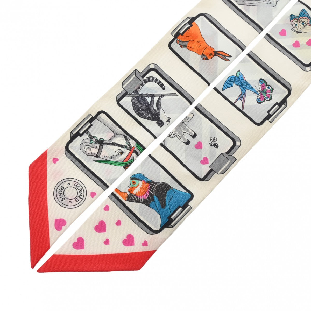 HERMES エルメス ツイリー HERMES STORY スカーフ エルメスツイリー HERMES STORY 白/グレー/レッド レディース シルク