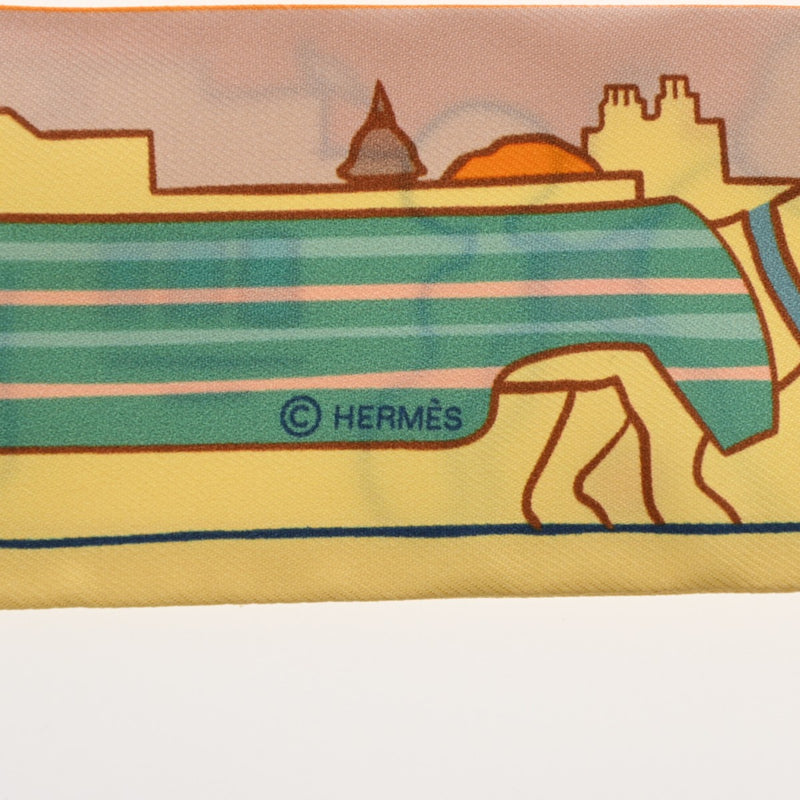 HERMES エルメス ツイリー PARISIAN DOG イエロー/オレンジ/グリーン - レディース シルク100％ スカーフ 未使用 銀蔵