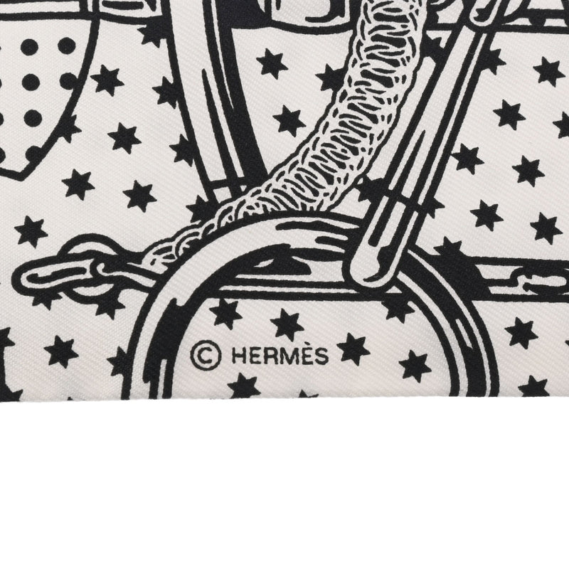 HERMES エルメス ツイリー Eperon d'Or Bandana 白/マリン/黒 - レディース シルク100％ スカーフ 未使用 銀蔵