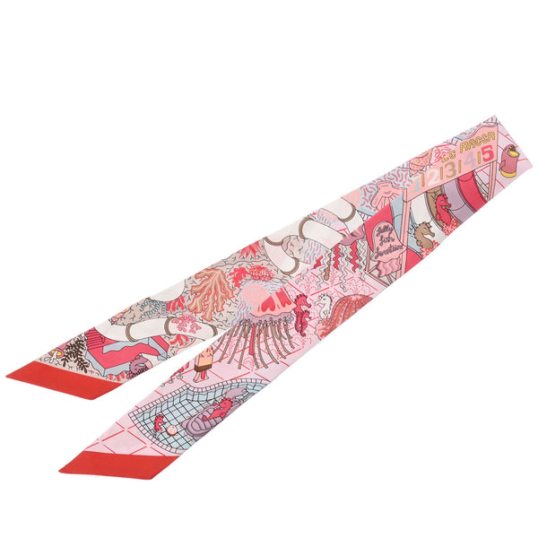 HERMES エルメス ツイリー SPLASH PARK レッド/ピンク/ブルーグラシエ - レディース シルク100％ スカーフ 未使用 銀蔵