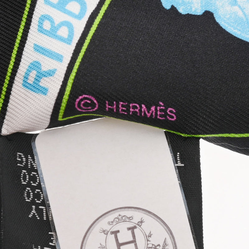 HERMES エルメス ツイリー FUNNY ICE CREAM 黒/白/マルチカラー 064109S レディース シルク100％ スカーフ 新品 銀蔵