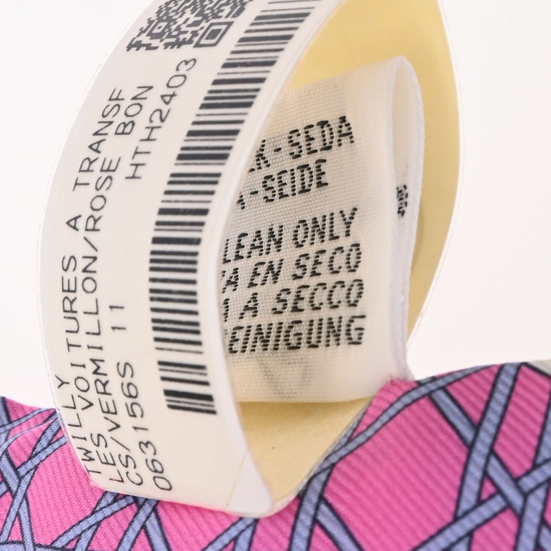 HERMES エルメス ツイリー LES VOITURESA TRANSF ヴァーミリオン/ローズボンボン 063156S レディース シルク100％ スカーフ 新品 銀蔵