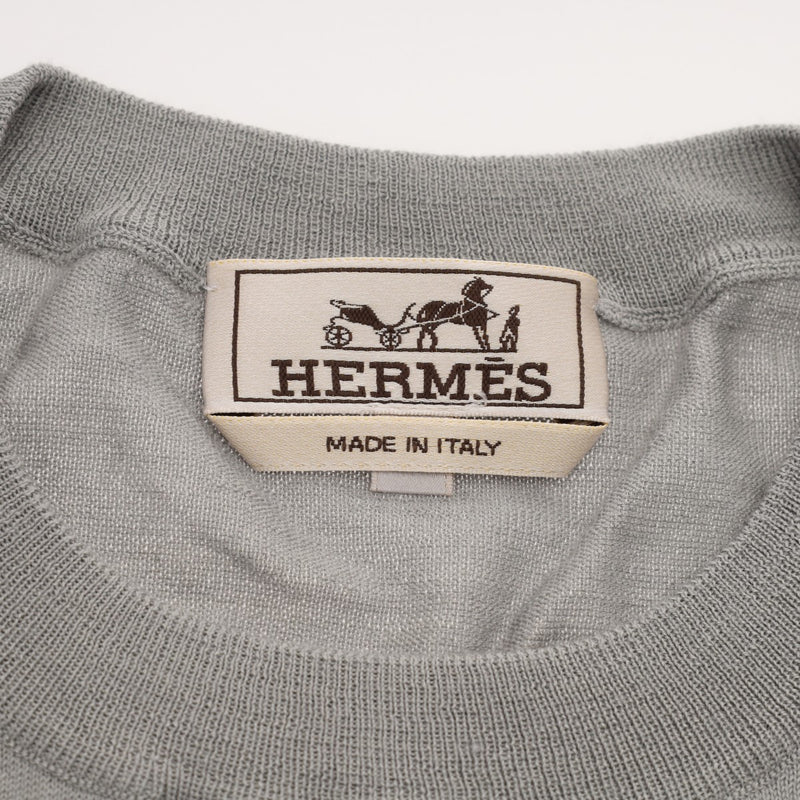 HERMES エルメス メンズカットソー 長袖 サイズXL グレー レディース カシミヤ80%/シルク20% カットソー 新品 銀蔵