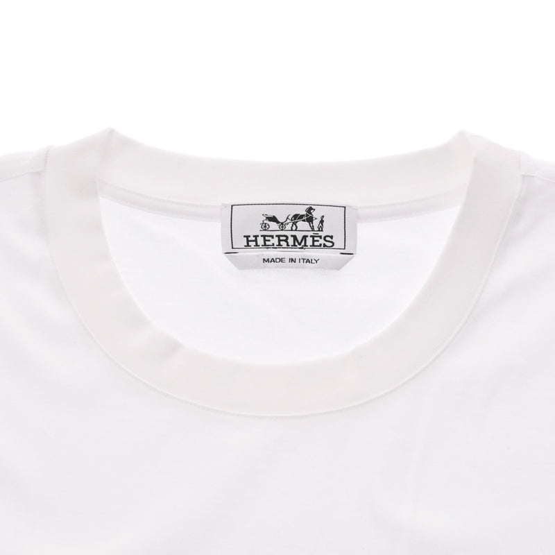 HERMES エルメス クールネック Tシャツ 柄入り サイズXL 白 メンズ コットン100％ 半袖シャツ 新品 銀蔵