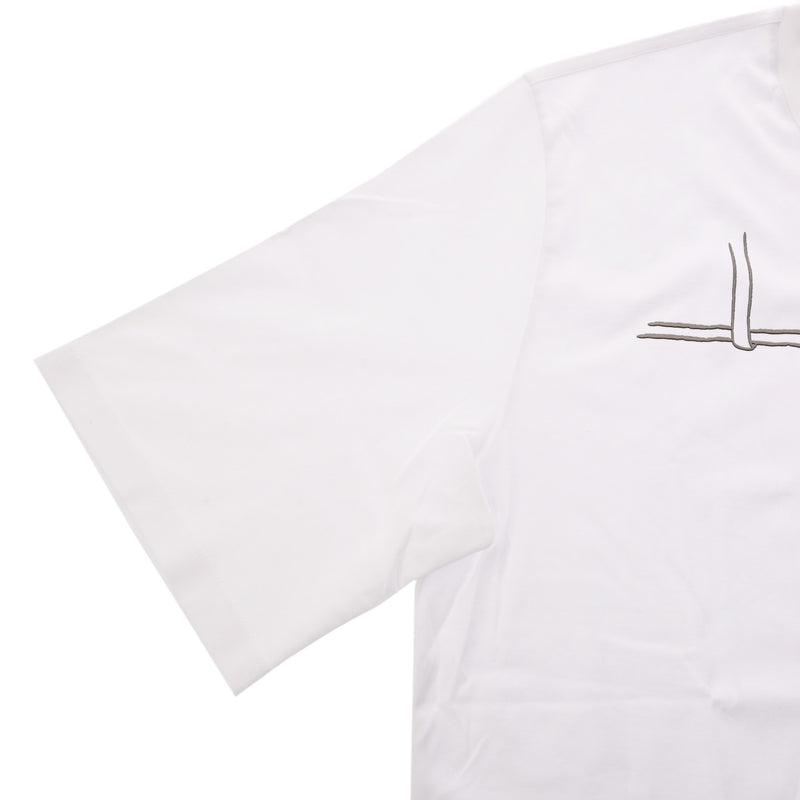 HERMES エルメス クールネック Tシャツ 柄入り サイズXL 白 メンズ コットン100％ 半袖シャツ 新品 銀蔵