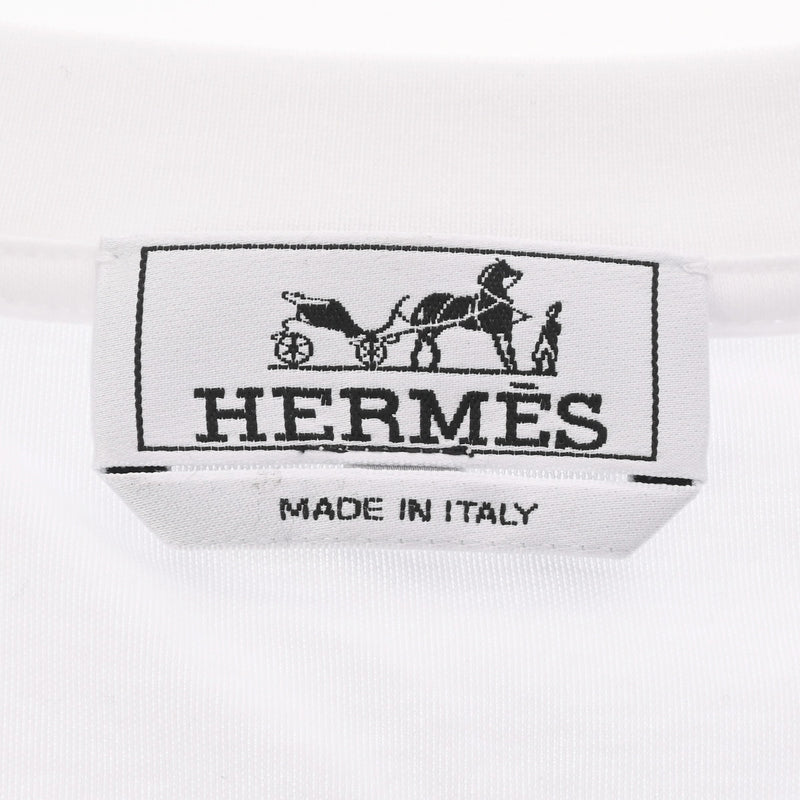 HERMES エルメス クールネック Tシャツ 柄入り サイズXL 白 メンズ コットン100％ 半袖シャツ 新品 銀蔵