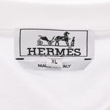 HERMES エルメス クールネック Tシャツ 柄入り サイズXL 白 メンズ コットン100％ 半袖シャツ 新品 銀蔵