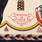 HERMES エルメス カレ 90 HARNAIS DE COEUR ブルーノワール/クレーム/アントラシト 004090S レディース シルク100％ スカーフ 新品 銀蔵