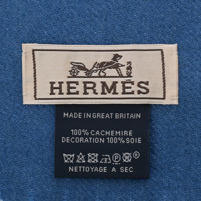 HERMES エルメス バッジソワ ブルーオリゾン メンズ カシミヤ100% マフラー 新品 銀蔵