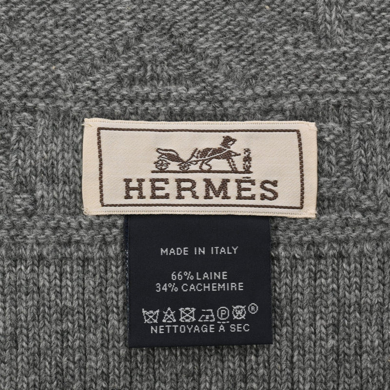 HERMES エルメス クルールアンクール グリアシエ メンズ ウール66%/カシミヤ34% マフラー 新品 銀蔵