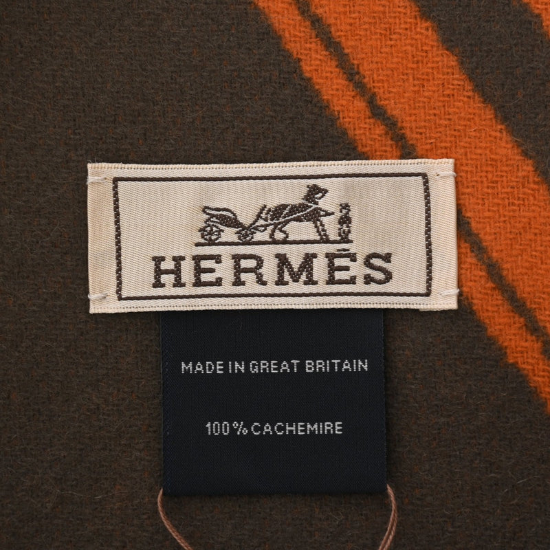 HERMES エルメス ジグザグのサングル シトルイユ/バサルト レディース カシミヤ100％ マフラー 新品 銀蔵