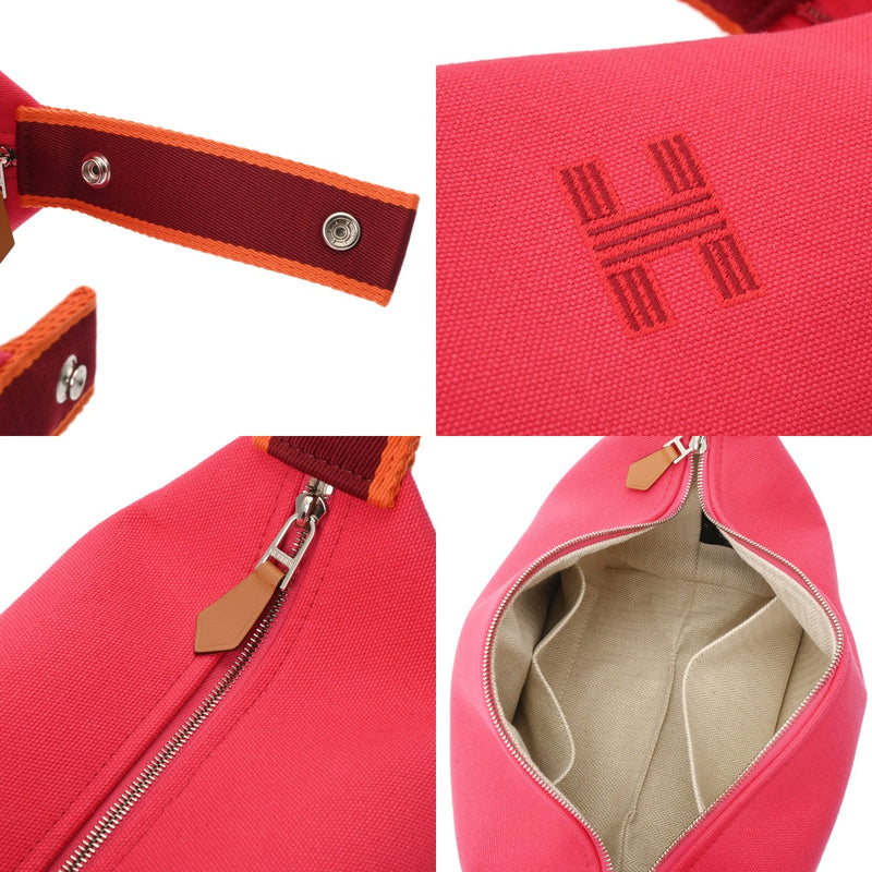 HERMES エルメス ブリッドアブラック PM ハイビスカス シルバー金具 レディース コットン100％ ポーチ 新品 銀蔵