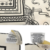 HERMES エルメス カレジェアン 船乗りのタトゥー バンダナ 白/黒 ユニセックス カシミア70％ シルク30％ ブランド小物 新品 銀蔵