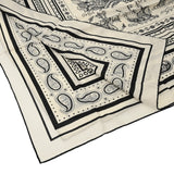 HERMES エルメス カレジェアン 船乗りのタトゥー バンダナ 白/黒 ユニセックス カシミア70％ シルク30％ ブランド小物 新品 銀蔵