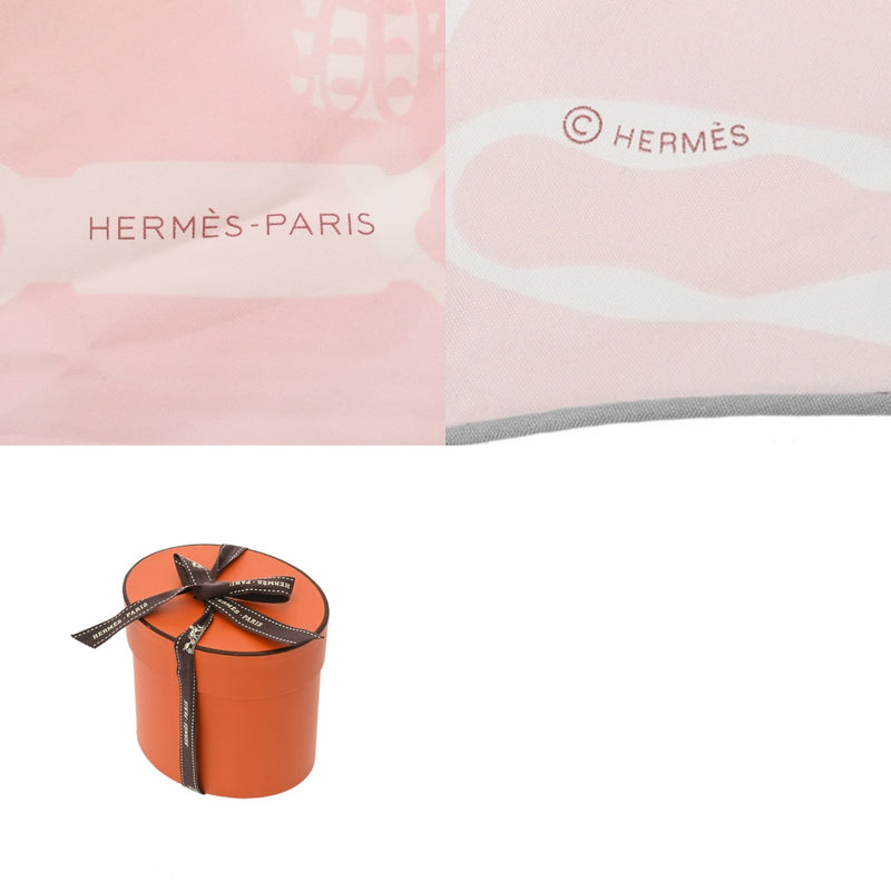 HERMES エルメス ロザンジュ 宮廷の馬具 ギモーヴ/白 レディース シルク100％ スカーフ 未使用 銀蔵