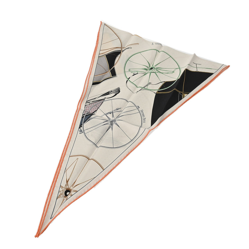 HERMES エルメス ロザンジュ アトゥベルリンヌ シルバー/コライユ/イエロー レディース シルク100％ スカーフ 未使用 銀蔵