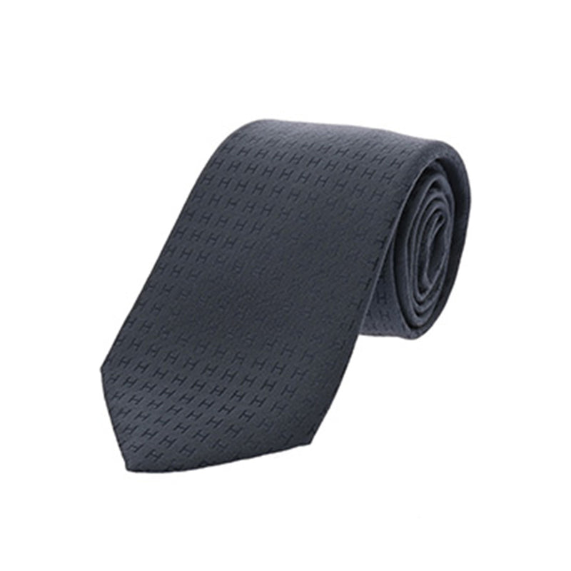 HERMES エルメス H織り ブルーフサール メンズ シルク100％ ネクタイ 新品 銀蔵