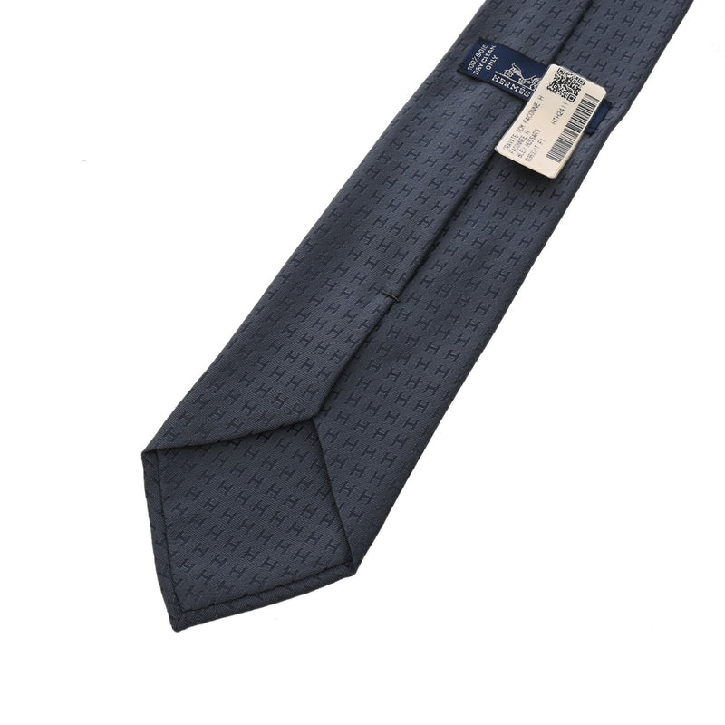 HERMES エルメス H織り ブルーフサール メンズ シルク100％ ネクタイ 新品 銀蔵