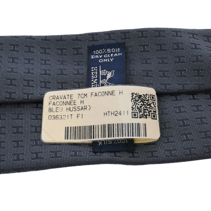 HERMES エルメス H織り ブルーフサール メンズ シルク100％ ネクタイ 新品 銀蔵