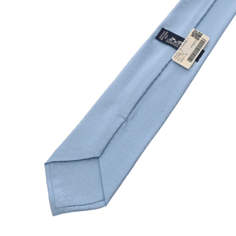 HERMES エルメス H織り ブルーシエル メンズ シルク100％ ネクタイ 新品 銀蔵