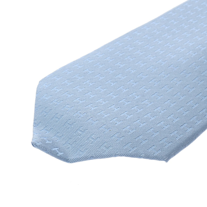 HERMES エルメス H織り ブルーシエル メンズ シルク100％ ネクタイ 新品 銀蔵