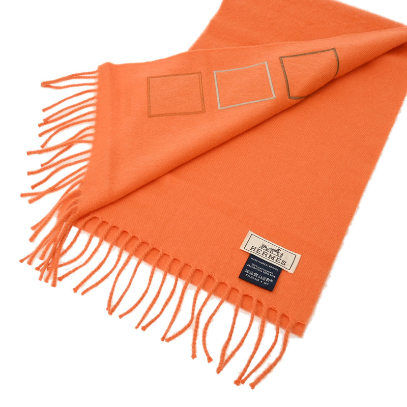 HERMES エルメス カシミヤマフラー バッジソワ オレンジ レディース カシミヤ100％ マフラー 未使用 銀蔵