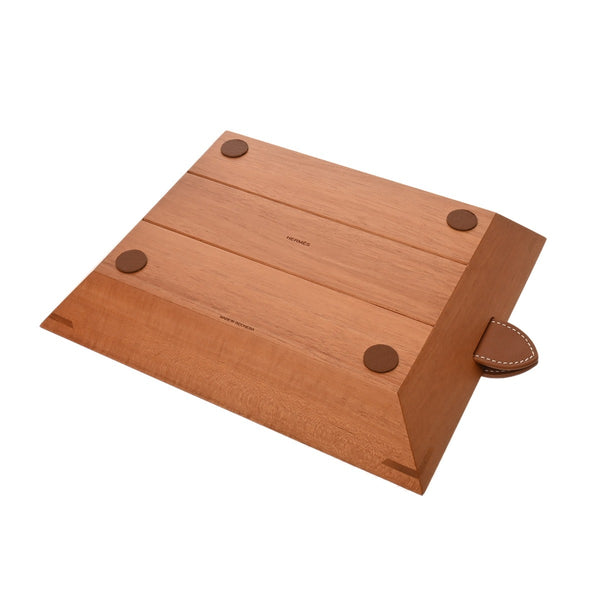 HERMES エルメス トレー アトリウム レクタンギュラー ゴールド ユニセックス マホガニー/トリヨンリス ブランド小物 新品 銀蔵