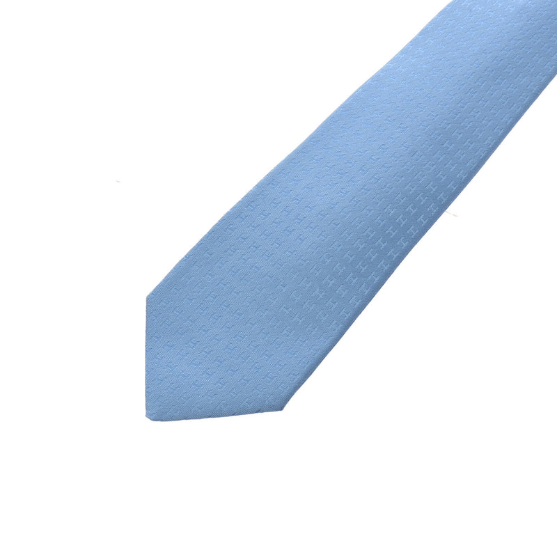 HERMES エルメス H織り ブルー系 メンズ シルク100％ ネクタイ