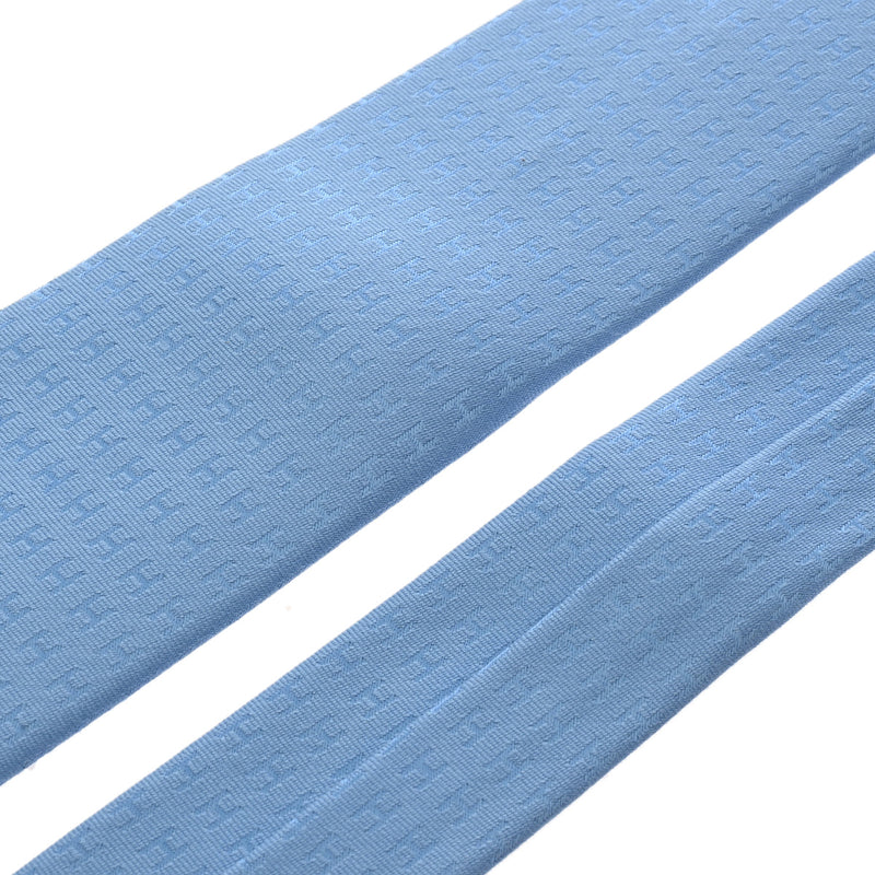 HERMES エルメス H織り ブルー系 メンズ シルク100％ ネクタイ