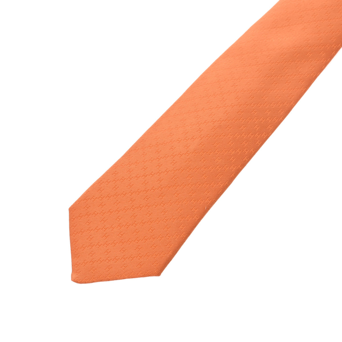 HERMES エルメス H織り オレンジ メンズ シルク100％ ネクタイ