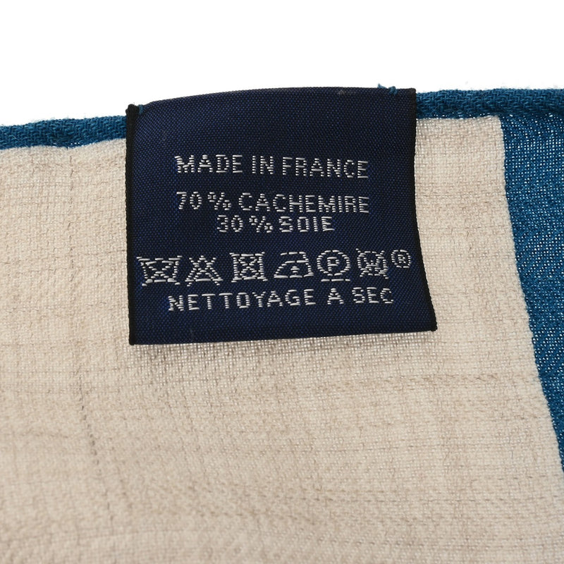 HERMES エルメス レクタングル TOP DEPART ナチュラル/ルージュ/ブルー メンズ カシミヤ70％ シルク30％ マフラー 未使用 銀蔵