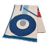 HERMES エルメス レクタングル TOP DEPART ナチュラル/ルージュ/ブルー メンズ カシミヤ70％ シルク30％ マフラー 未使用 銀蔵