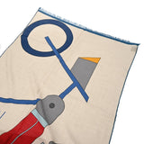 HERMES エルメス レクタングル TOP DEPART ナチュラル/ルージュ/ブルー メンズ カシミヤ70％ シルク30％ マフラー 未使用 銀蔵