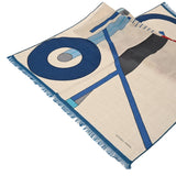 HERMES エルメス レクタングル TOP DEPART ナチュラル/ルージュ/ブルー メンズ カシミヤ70％ シルク30％ マフラー 未使用 銀蔵