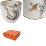 HERMES エルメス コーヒーカップ＆ソーサー 2セット 赤道下のスケッチ グリーン系 ユニセックス 磁器 ブランド小物 新品 銀蔵