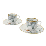 HERMES エルメス コーヒーカップ＆ソーサー 2セット 赤道下のスケッチ グリーン系 ユニセックス 磁器 ブランド小物 新品 銀蔵