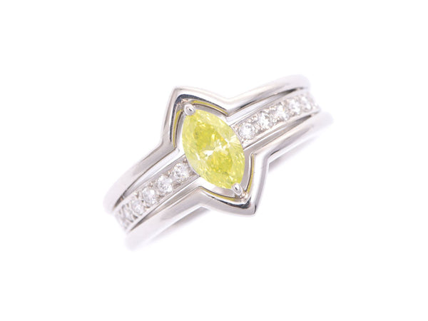 Mikimoto 戒指 #12.5 女士黄色钻石 0.77ct/0.17ct PT950 11.4g 戒指 A 级美容 MIKIMOTO GIA 评估书 二手银藏