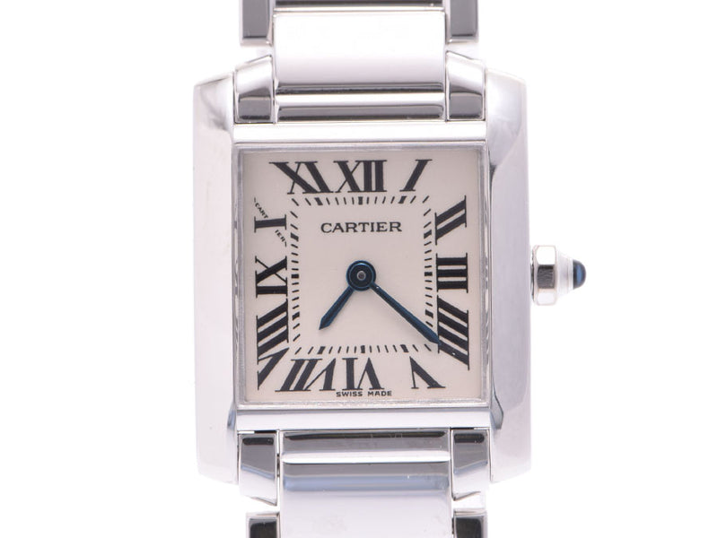 Cartier Tank Francaise SM ivory dial women'S WG quartz watch a rank CARTIER pre-owned silver collection
