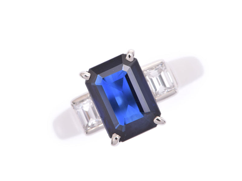 Ring #12 Ladies PT900 Sapphire 2.03ct Diamond 0.34ct 6.1g Ring A Rank Used Ginzo