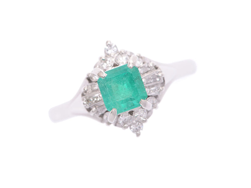 14.5 ladies PT900 emerald 0.52 CT diamond 0.24ct 4.6g ring