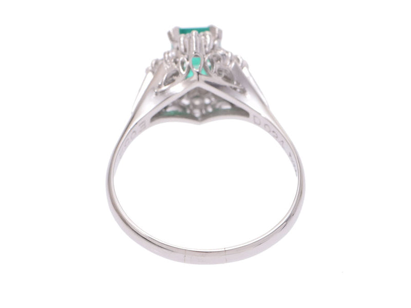 戒指＃14.5女士PT900祖母绿0.52ct钻石0.24ct 4.6g戒指A等级二手Ginzo