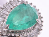 Ring #14.5 Ladies PT900 Emerald 2.67ct Diamond 0.70ct 11.4g Ring Used Ginzo