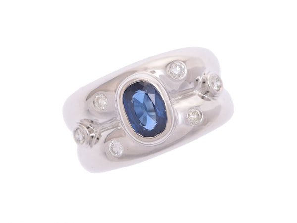 戒指 #8.5 女士 K18WG 蓝宝石钻石 7.8g 戒指 A 级 UGL 鉴别书 二手银藏