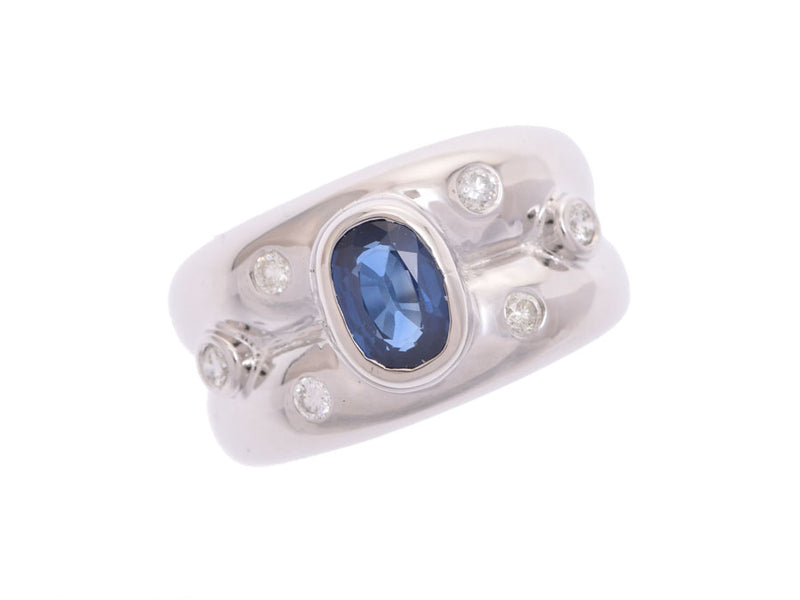 7.8 g of ring # 8.5 Lady's K18WG sapphire diamond ring A rank UGL differentiation books used silver storehouse