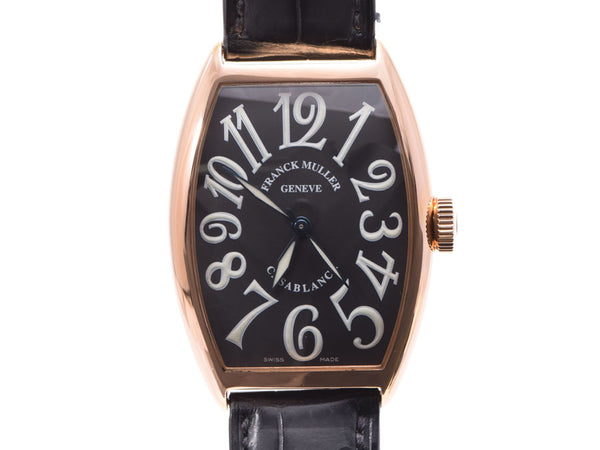 第二手Frank Muller Casablanca 5850CASA PG /皮革自动卷2001常规产品,Gala Men's Clock FRANCK MULLER银补贴
