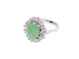 Ring #11 Ladies K18WG Jade Diamond 0.70ct 5.7g Ring A Rank Used Ginzo