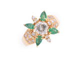 Ring #13 Ladies K18YG Emerald 0.80ct Diamond 1.28ct/0.40ct Ring 9.2g A rank Good Condition UGL Identification Book Used Ginzo