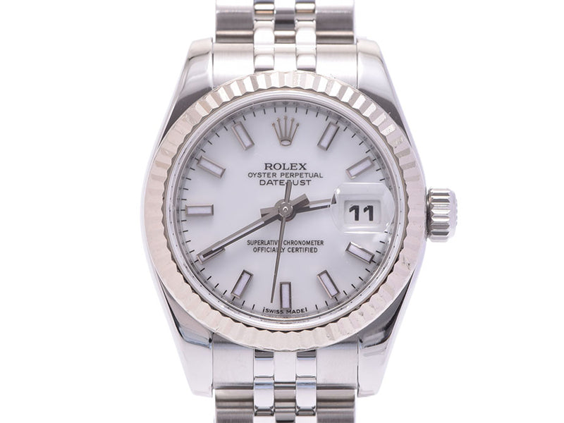 Rolex Datejust White Dial 179174 Z No. Ladies WG/SS Automatic Watch A Rank ROLEX Box Used Ginzo