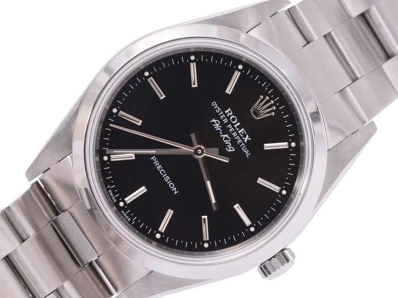 Rolex Air King Black Dial No. 14000 U Men's SS Automatic Winding Watch A Rank Beauty ROLEX Gala Used Ginzo