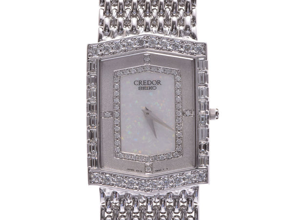 Seiko Credor Diamond Dial 5A74-3A Men's Women's WG Diamond Bezel Quartz Watch A Rank SEIKO Used Ginzo